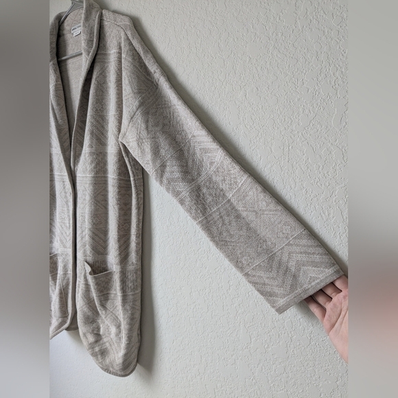 Prana Grey Tribal Print Cozy Organic Cotton Wool V-Neck Sevie Sweater Cardigan - Picture 9 of 13